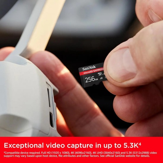 SANDISK 256GB microSD Express Card - Up to 880MB/s Read Speeds